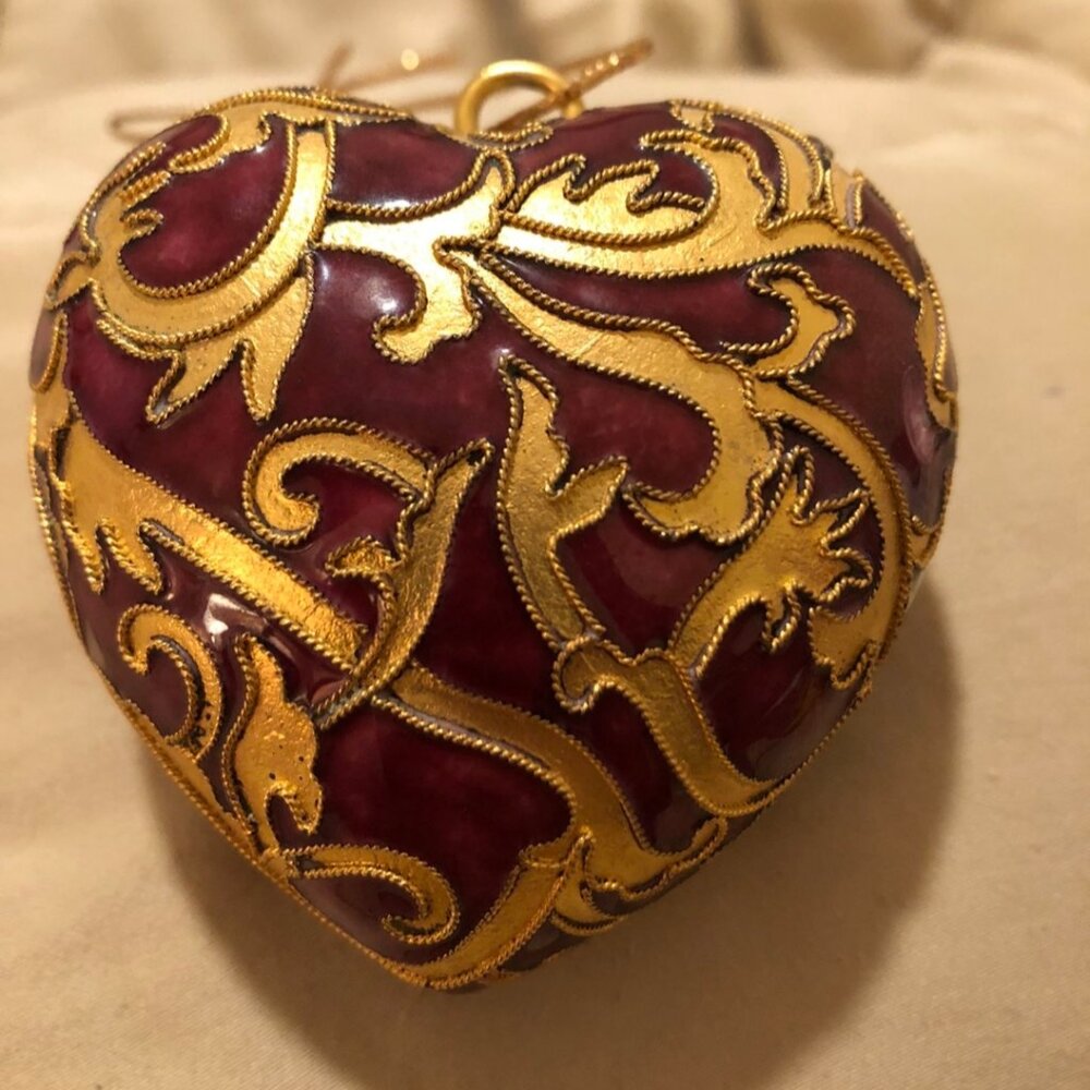 Vintage Cloisonné Puffy Heart